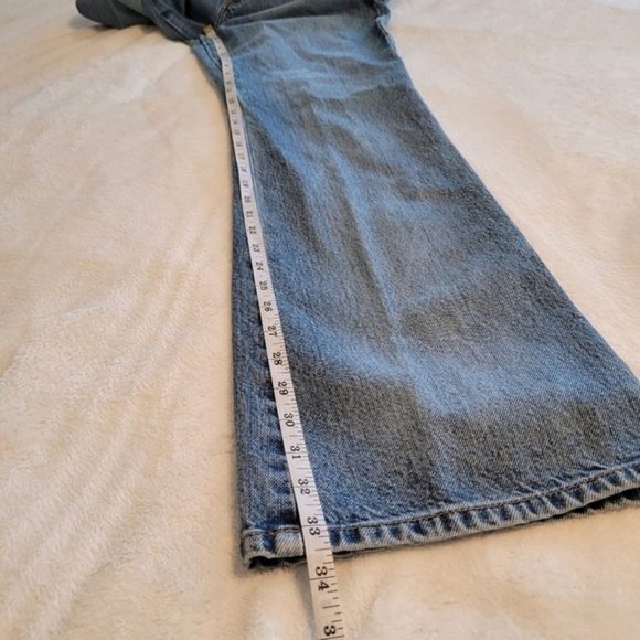 Express Vintage 7/8‎ Long High Rise Flare Blue Denim Jeans Juniors - Picture 13 of 16